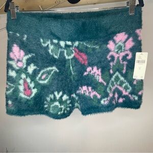 Anthropologie Floral Patterned Fuzzy Shorts